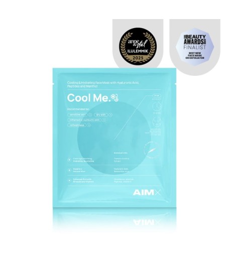 AIMX "Cool Me" Greito poveikio intensyviai regeneruojanti ir drėkinanti lakštinė kaukė su vėsinančiu ir raminančiu poveikiu