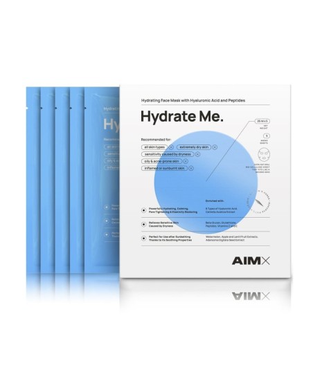 AIMX ‘Hydrate Me’ moisturising face mask with peptides, 5 pcs.