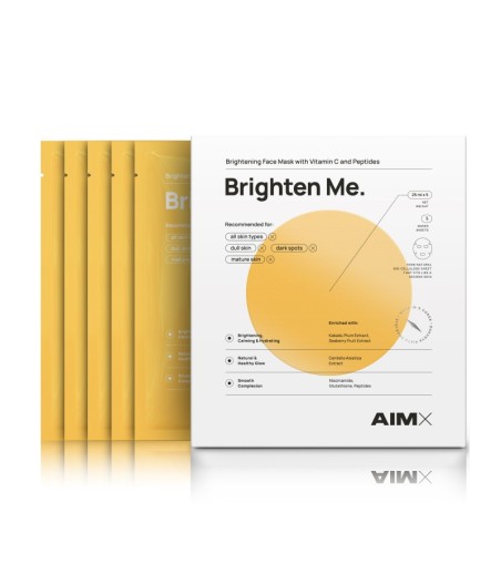 AIMX "Brighten me" Greito poveikio skaistinanti lakštinė veido kaukė su vitaminu C, 5vnt.