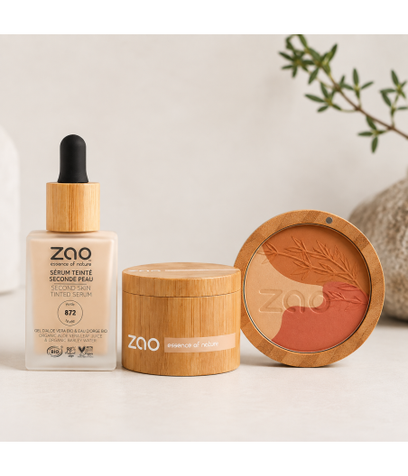 ZAO Natural Makeup Set "Perfect Trio" – Second Skin + Mineral Silk + Sublime Mosaic, Light-Medium Skin