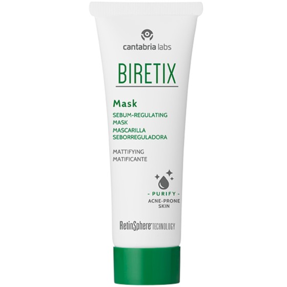 BIRETIX SEBUMĄ REGULIUOJANTI VEIDO KAUKĖ SU MOLIU, 25 ML