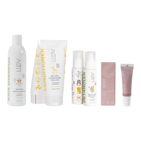 LUUV Easy-Comb Kids’ Hair Care Set with Young Lip Gloss Balm