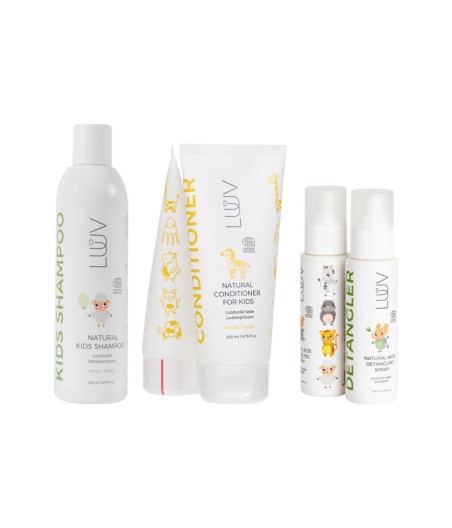 LUUV Easy-Comb Kids’ Hair Care Set with Pear Shampoo