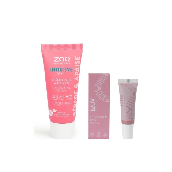 Hand and Lip Care Set: ZAO Hand Cream and LUUV Sweet Gloss Balm