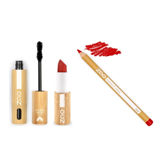 ZAO Daring Red Lips and Mascara Set for a Festive Look