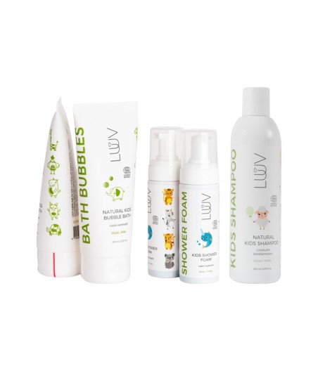 LUUV Kids’ Bath Time Set: Bubble Bath, Shower Foam and Pear Shampoo